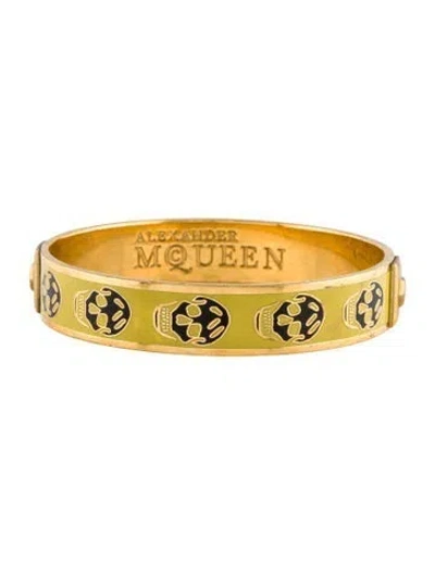 Pre-owned Alexander Mcqueen Enamel Skull Bangle Bracelet, 7.75" In Multi