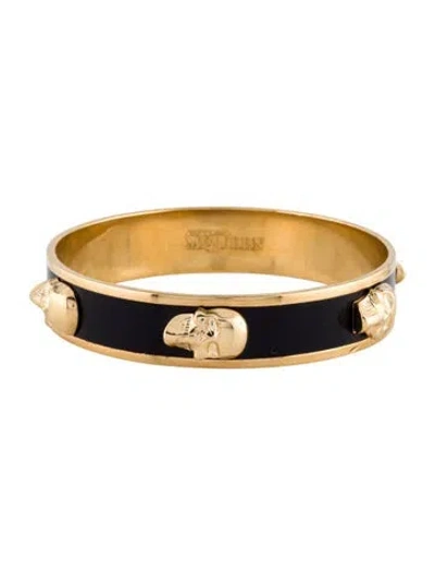 Pre-owned Alexander Mcqueen Enamel Skull Bangle Bracelet, 8" In Multicolor