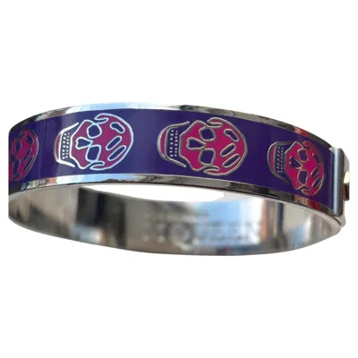 Pre-owned Alexander Mcqueen Enamel Skull Bangle, Silver-tone, Uk, 21st Century In Multi