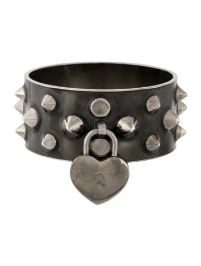 Pre-owned Alexander Mcqueen Enamel Spike Charm Bangle Bracelet, 7.5" In Multi