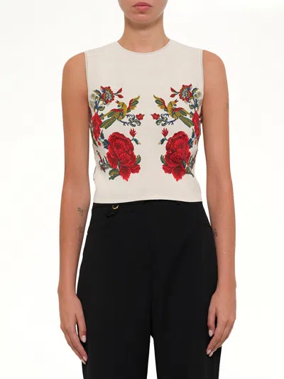 Alexander Mcqueen Engin Sleeveless Top In White