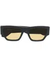 Alexander Mcqueen Engraved-logo Arm Sunglasses In Grey