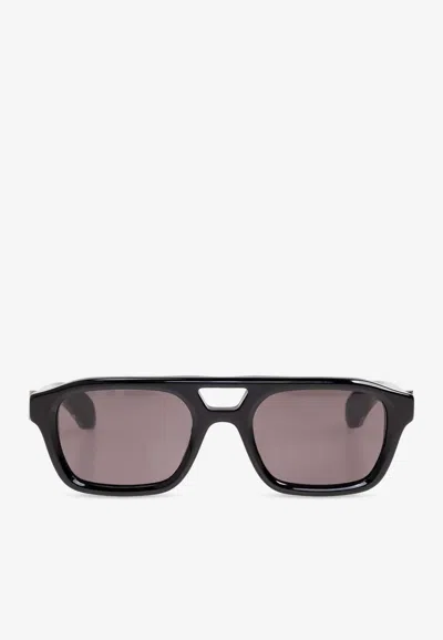 Alexander Mcqueen Engraved Logo Aviator Sunglasses In Gray