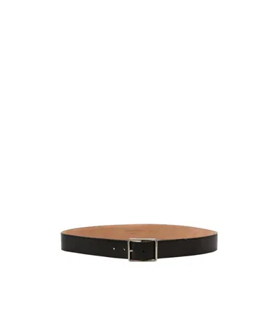 Alexander Mcqueen Engraved-logo Leather Belt In Black
