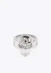 Alexander Mcqueen Silver-tone Ring With Debossed Logo In Silver