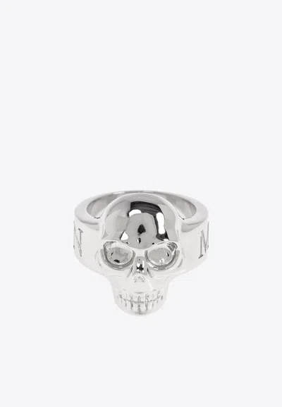 ALEXANDER MCQUEEN ENGRAVED-LOGO SKULL RING