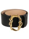 Alexander Mcqueen Snake-buckle Leather Belt In Black