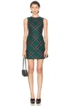 Alexander Mcqueen Tartan Sleeveless Flared Mini Dress In Green