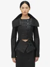 Alexander Mcqueen Paneled Leather And Ribbed Cotton-blend Jacket In Black