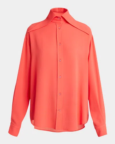 ALEXANDER MCQUEEN EXAGGERATED COLLAR SEMI SHEER BUTTON-DOWN BLOUSE