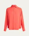 Alexander Mcqueen Exaggerated Collar Semi Sheer Button-down Blouse In Pink