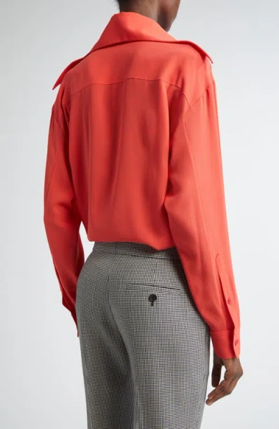 ALEXANDER MCQUEEN MCQUEEN EXAGGERATED COLLAR SILK BUTTON-UP SHIRT