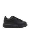 Alexander Mcqueen Black Sneakers With Logo Lettering On The Rear And Oversize Rubber Sole In Leather In Black