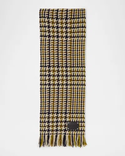 Alexander Mcqueen Exploded Country Houndstooth-print Scarf In Yellow