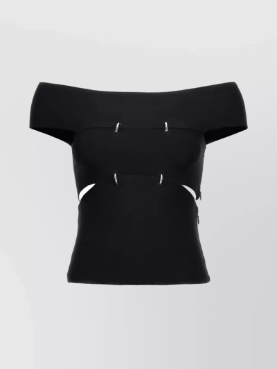 Alexander Mcqueen Stretch Viscose Off-shoulder Top In Black