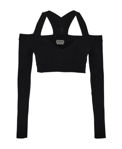 ALEXANDER MCQUEEN ALEXANDER MCQUEEN CUT-OUT DETAILED CROPPED TOP