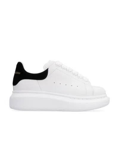 Alexander Mcqueen Men White And Black Low-top Sneakers With Chunky Sole And Contrasting Heel Tab In