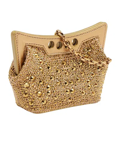 Alexander Mcqueen Extra Small Peak Shoulder Bag In Gold
