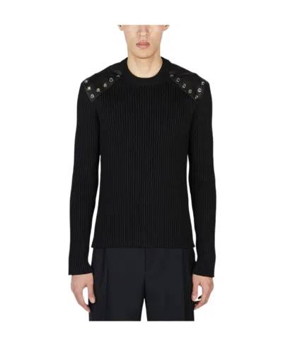 Alexander Mcqueen Eyelet Embellished Jumper In Black