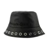 Alexander Mcqueen Leather Eyelet Hat -  - Black - Leather In Black