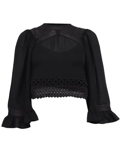 Pre-owned Alexander Mcqueen Eyelet Lace Accent Cropped Blouse