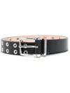Alexander Mcqueen Eyelet-studded Calf Leather Belt In Black
