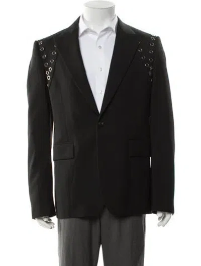 Pre-owned Alexander Mcqueen Eyelet Trim Blazer In Gray