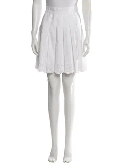 Pre-owned Alexander Mcqueen Eyelet Trim Knee-length Skirt In White