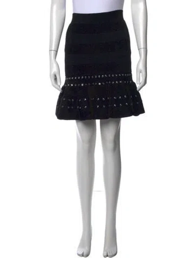 Pre-owned Alexander Mcqueen Eyelet Trim Mini Skirt In Black
