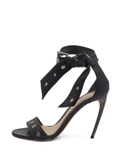 Pre-owned Alexander Mcqueen Eyelet-detail Buckle Sandals In Black