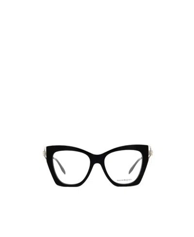 Alexander Mcqueen Eyewear Cat-eye Frame Glasses In Black