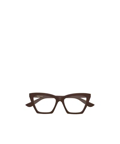 Alexander Mcqueen Eyewear Cat-eye Frame Glasses In Burgundy