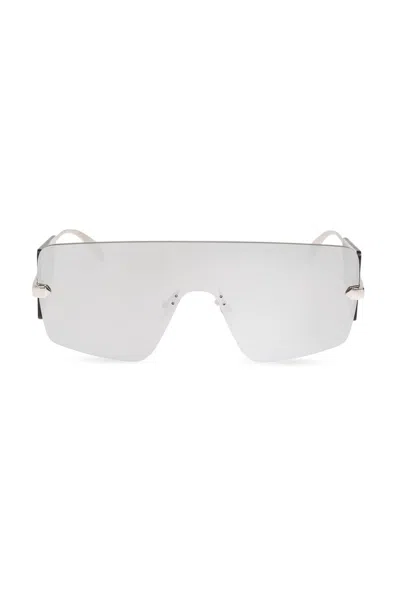 Alexander Mcqueen Eyewear Futuristic Shield Sunglasses In Silver