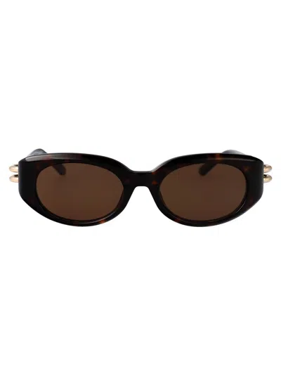 Alexander Mcqueen Round-frame Sunglasses In Havana-havana-brown