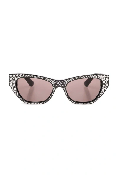 Alexander Mcqueen Rhinestone-embellished Cat-eye Sunglasses In Black