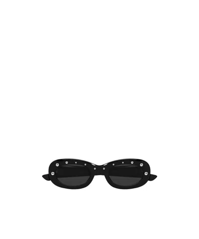 Alexander Mcqueen Eyewear Oval Frame Studded Sunglasses In Black