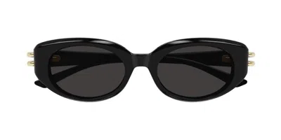 Alexander Mcqueen Am0469s Round Acetate Sunglasses In Black