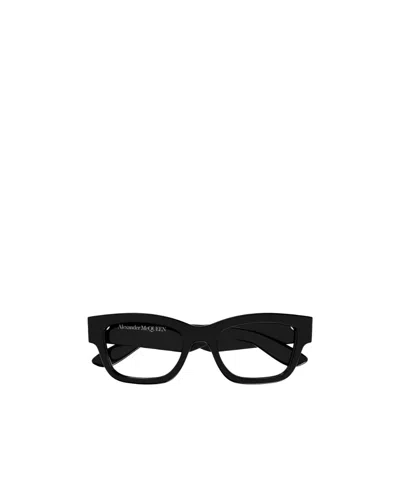 Alexander Mcqueen Eyewear Rectangle Frame Glasses In Black
