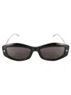 Alexander Mcqueen Rectangular Sunglasses With Metal Accents And Silver Temples In Black