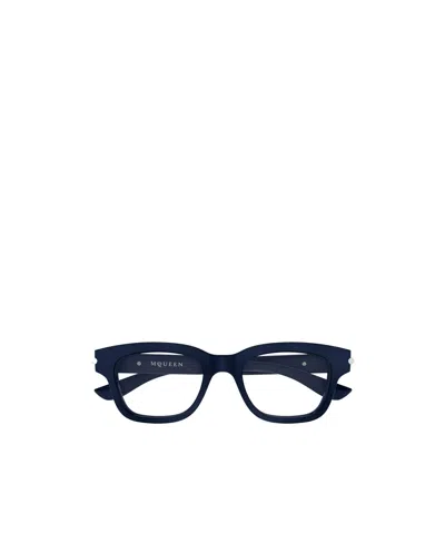 Alexander Mcqueen Eyewear Rectangular Frame Glasses In Blue