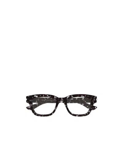 Alexander Mcqueen Eyewear Rectangular Frame Glasses In Brown