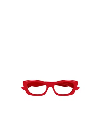 Alexander Mcqueen Eyewear Rectangular Frame Glasses In Solid Red