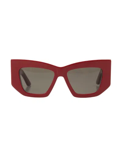 Alexander Mcqueen Eyewear Rectangular Frame Sunglasses In Burgundy