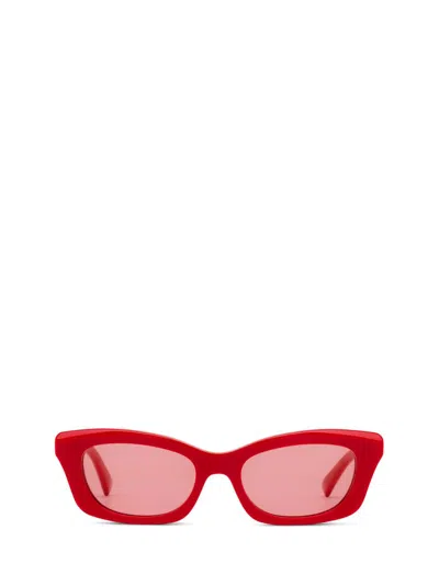 Alexander Mcqueen Geometric Sunglasses With Mcqueen Logo In Red/pink