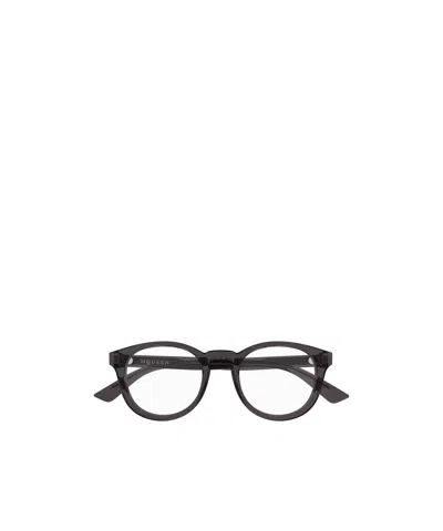 Alexander Mcqueen Eyewear Round Frame Glasses In Black