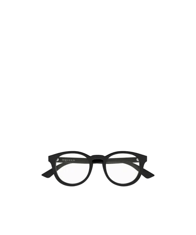Alexander Mcqueen Eyewear Round Frame Glasses In Gray