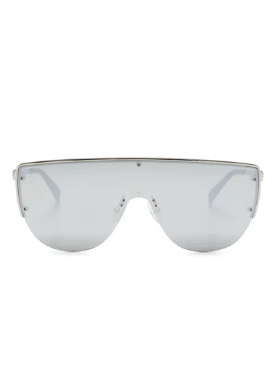 Alexander Mcqueen Shield-frame Sunglasses In Silver