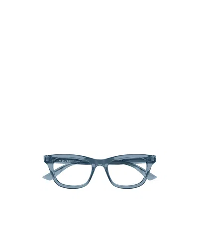 Alexander Mcqueen Eyewear Square Frame Glasses In Blue