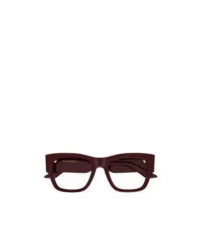 Alexander Mcqueen Eyewear Square Frame Glasses In Brown