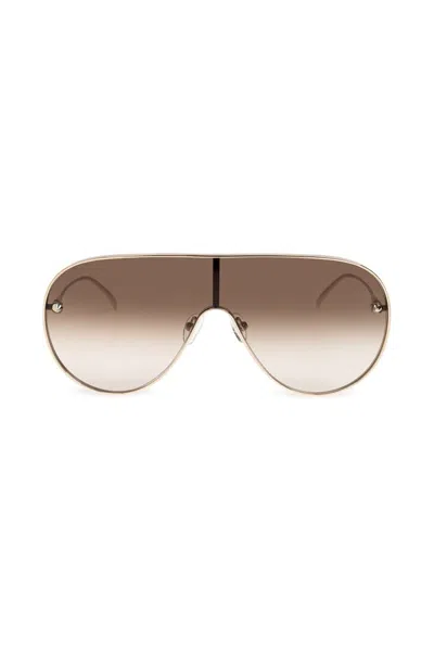 Alexander Mcqueen Eyewear Studs Mask Sunglasses In Gold